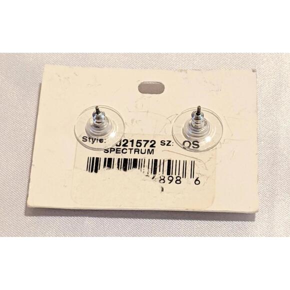 Brighton SPECTRUM Mini Post Earrings NWT Square, Clear Crystals, Silver Plated - Picture 3 of 3